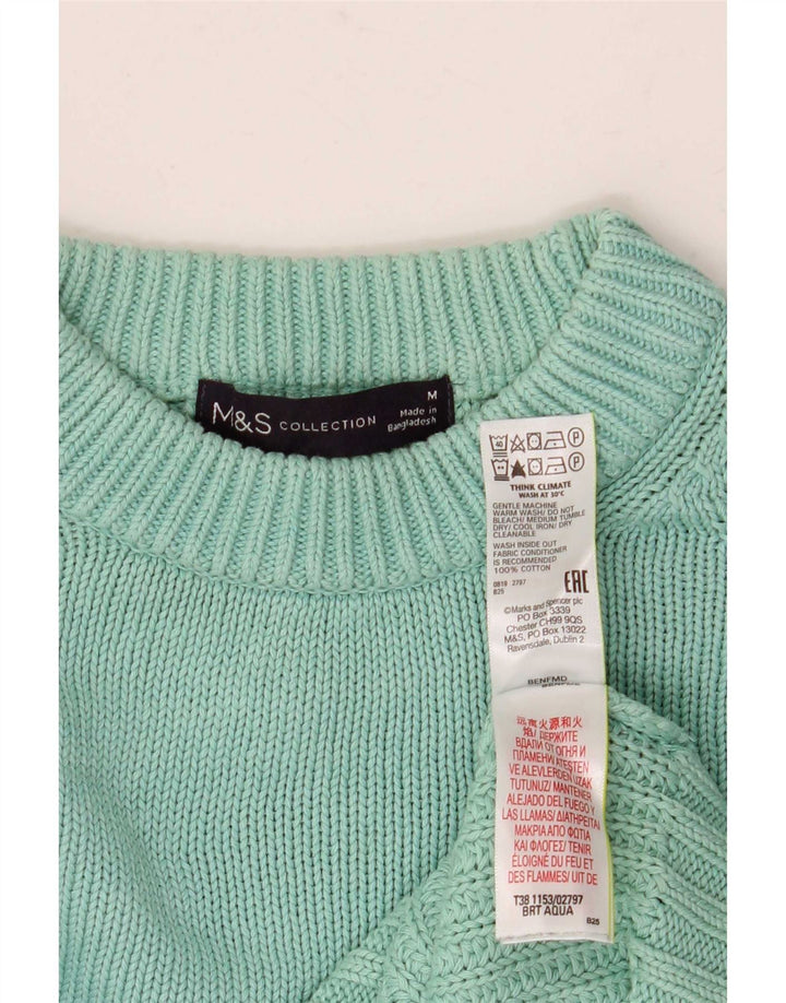 Marks & Spencer Jersey de Cuello Redondo para Hombre de algodón Turquesa Medio