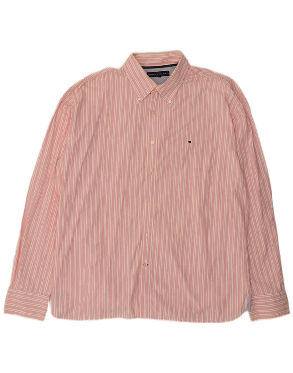Tommy Hilfiger Camisa para hombre 2XL Rosa Pinstripe