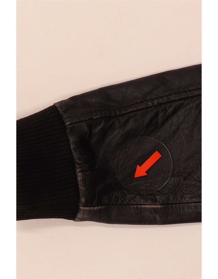 Pull & Bear Chaqueta de cuero para hombre UK 36 Small Black Colorblock