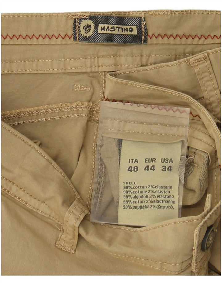 Vintage hombres pantalones cortos cargo IT 48 Medio W34 Algodón Beige