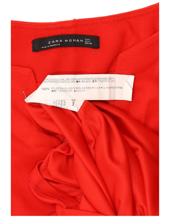 Zara Vestido Túnica Manga 3/4 Mujer UK 46 Grande Poliéster Rojo