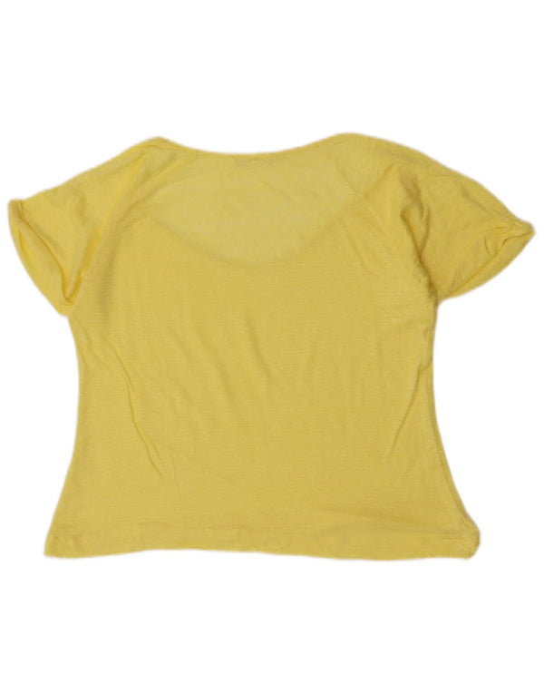 Zara Camiseta Mujer Top UK 12 Medium Amarillo