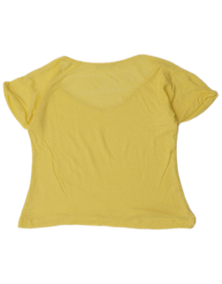 Zara Camiseta Mujer Top UK 12 Medium Amarillo