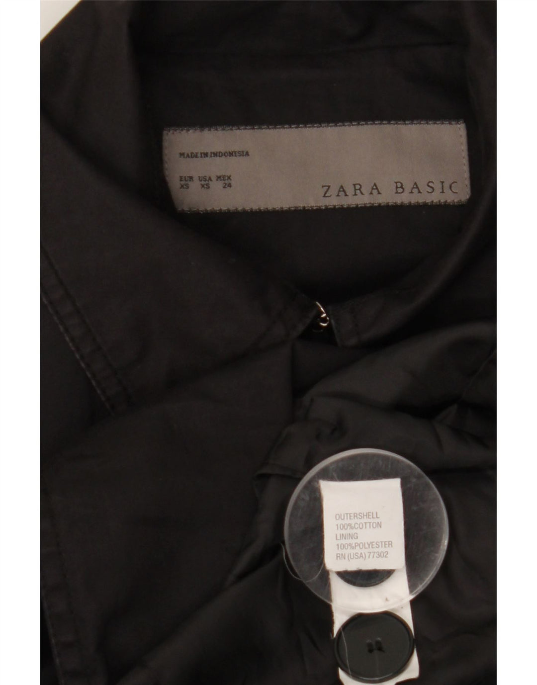 ZARA Gabardina Mujer UK 6 XS Algodón Negro