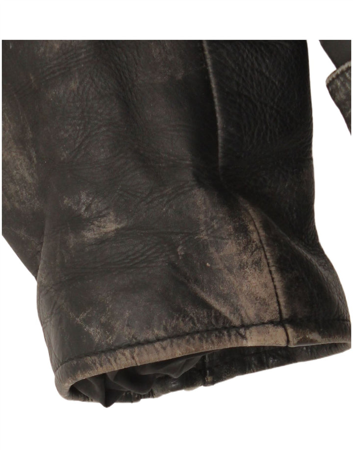 Vintage hombres cuero biker chaqueta Reino Unido 36 pequeño motociclista negro