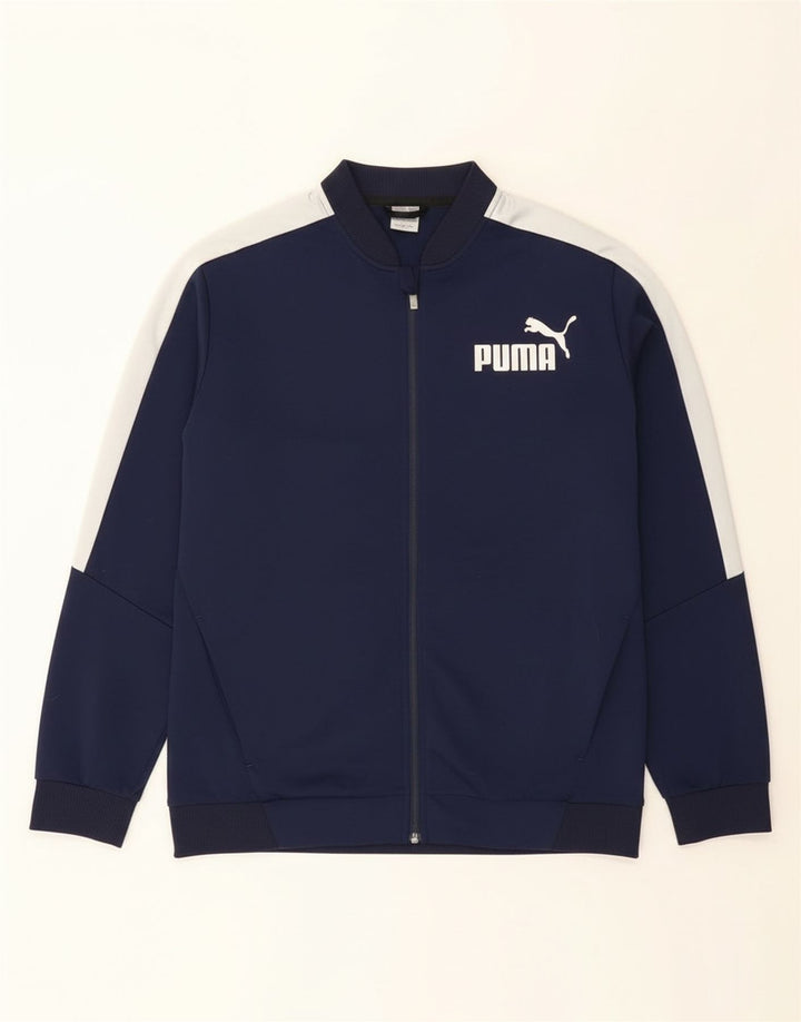 Puma Hombre Gráfico Chándal Top Chaqueta XL Azul Marino Colorblock