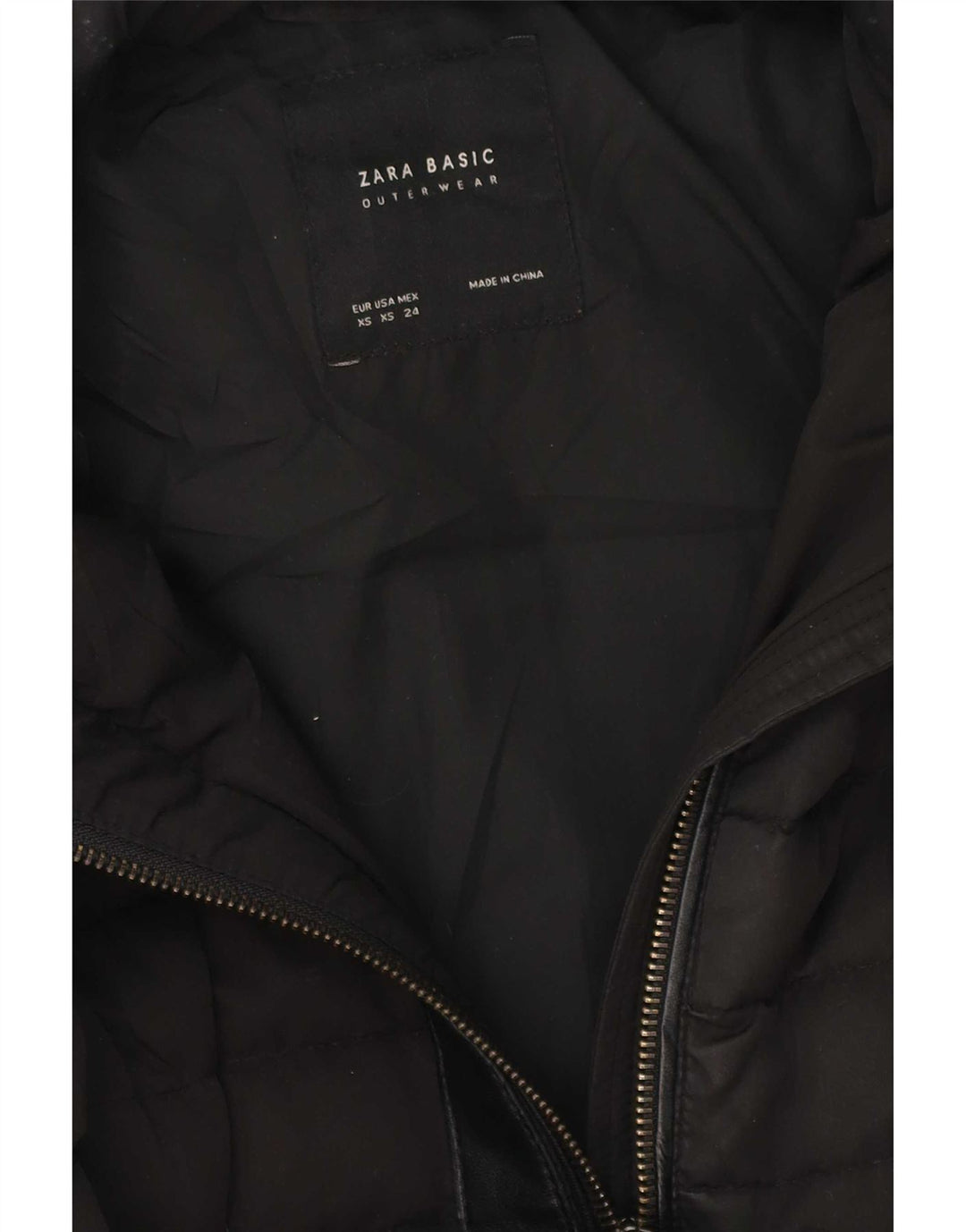 Zara Mujer Abrigo Acolchado Extragrande Con Capucha UK 6 XS Negro