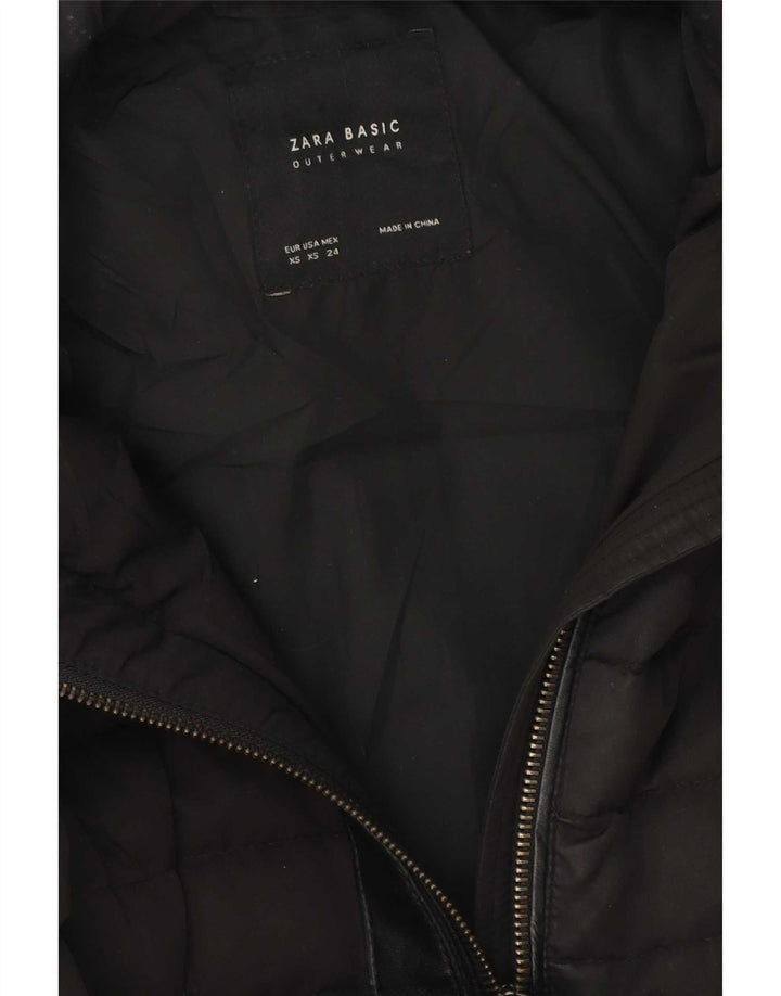 Zara Mujer Abrigo Acolchado Extragrande Con Capucha UK 6 XS Negro