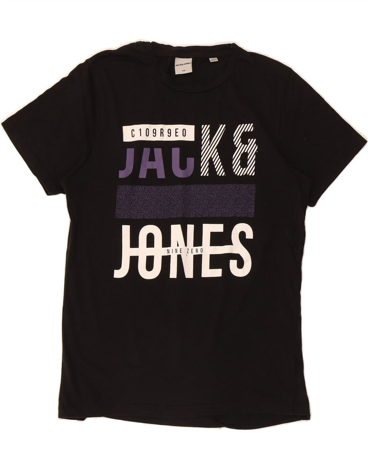 JACK & JONES Mens Core Graphic T-Shirt Top Medium Black Cotton Vintage Jack & Jones and Second-Hand Jack & Jones from Messina Hembry 