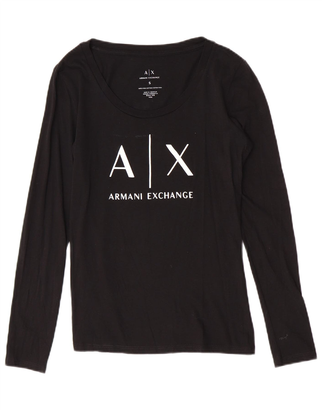 Armani Exchange Top gráfico para mujer Reino Unido 8 Pequeño logotipo negro