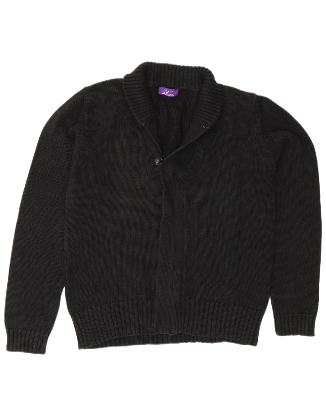 Zara Hombre Cárdigan Suéter Medio Algodón Negro Clásico