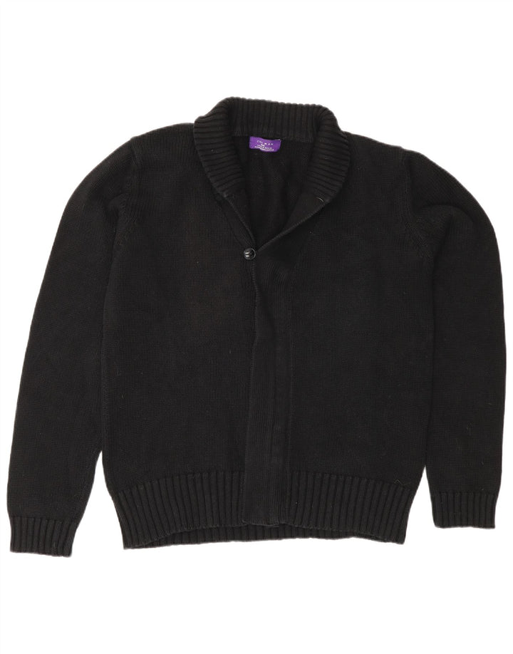 Zara Hombre Cárdigan Suéter Medio Algodón Negro Clásico