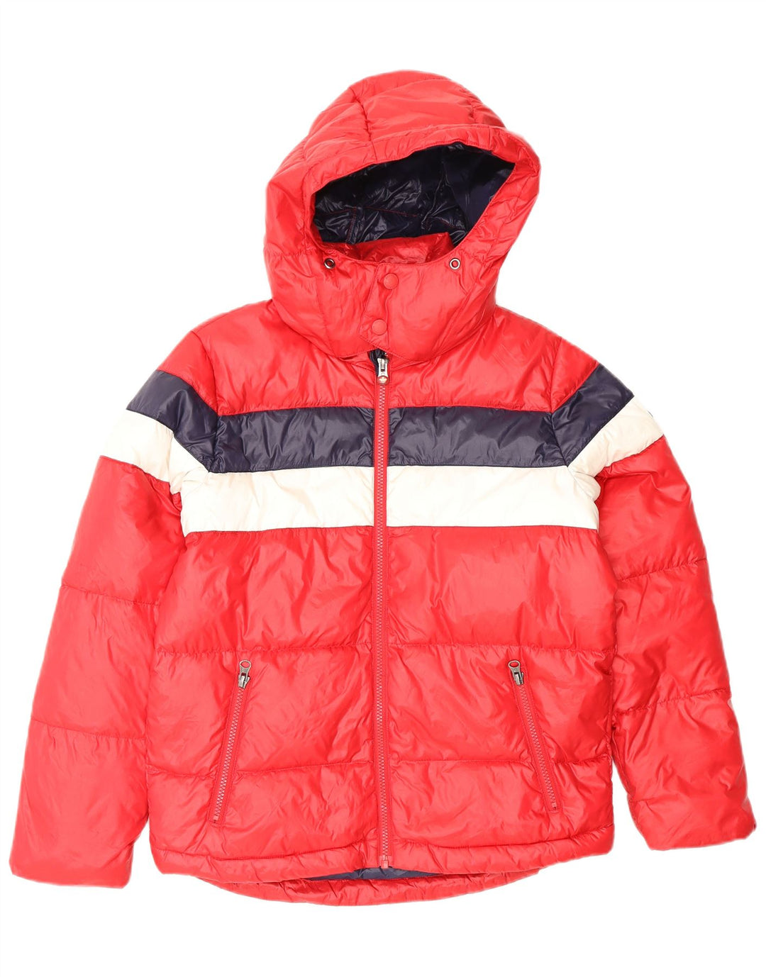 CANADIENS Chaqueta acolchada con capucha para mujer UK 14 Medium Red Colourblock
