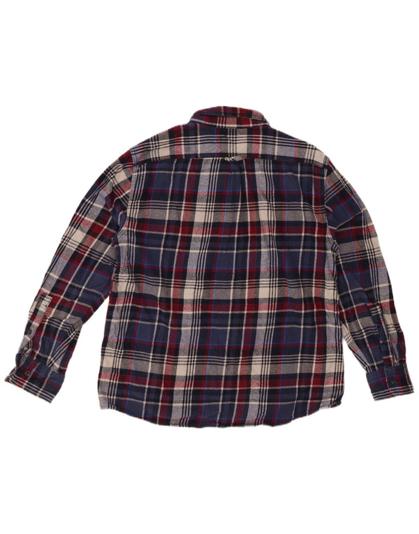 EDDIE BAUER Camisa de franela para hombre Algodón a cuadros azul marino grande