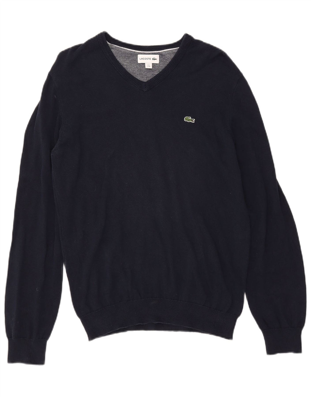 LACOSTE Jersey con cuello en V para hombre Talla 4 Mediano Azul marino Algodón