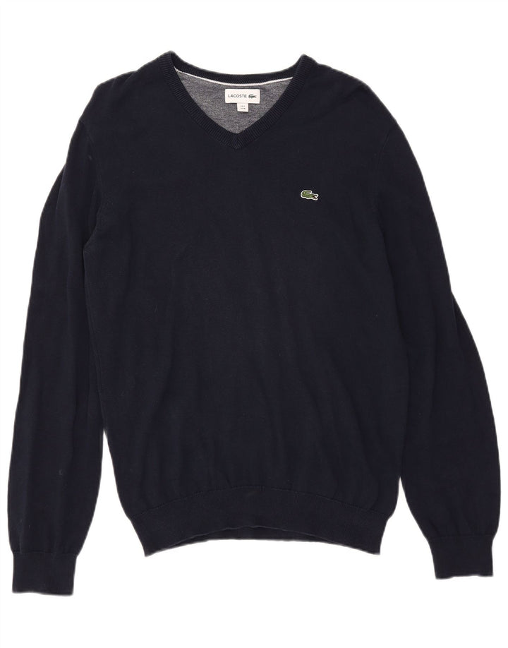 LACOSTE Jersey con cuello en V para hombre Talla 4 Mediano Azul marino Algodón