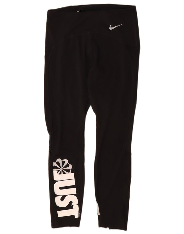 Nike Leggings Dri Fit Crop Graphic para mujer UK 12 Mediano Negro Poliéster