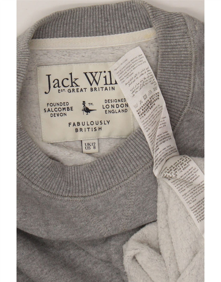 JACK WILLS Sudadera extragrande para mujer Jersey UK 12 Algodón gris medio