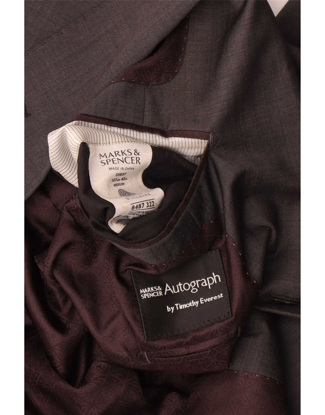 Marks & Spencer Chaqueta tipo blazer con 2 botones para hombre, talla grande, lana gris, Reino Unido 42