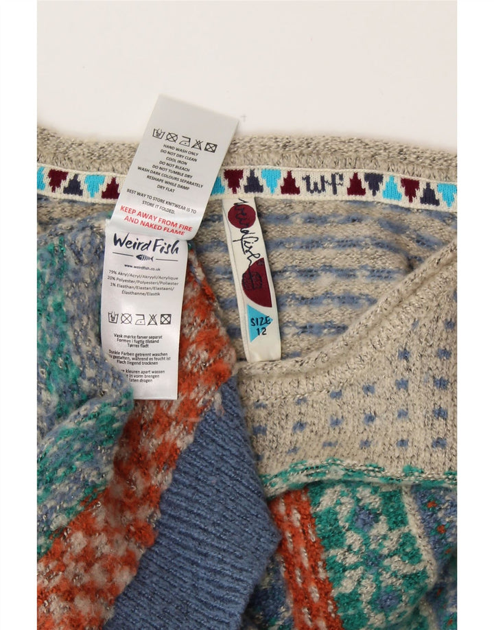 WEIRD FISH Suéter tipo jersey con cuello barco para mujer UK 40 Azul medio Fair Isle