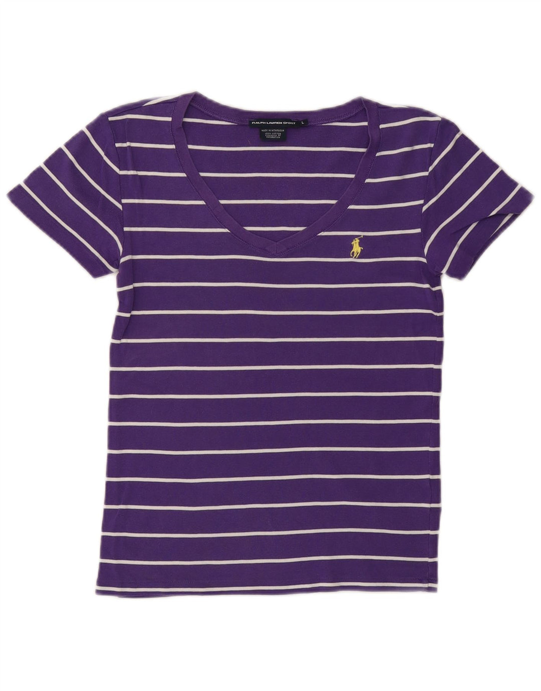 RALPH LAUREN Camiseta para mujer Top UK 40 Grande Algodón a rayas morado