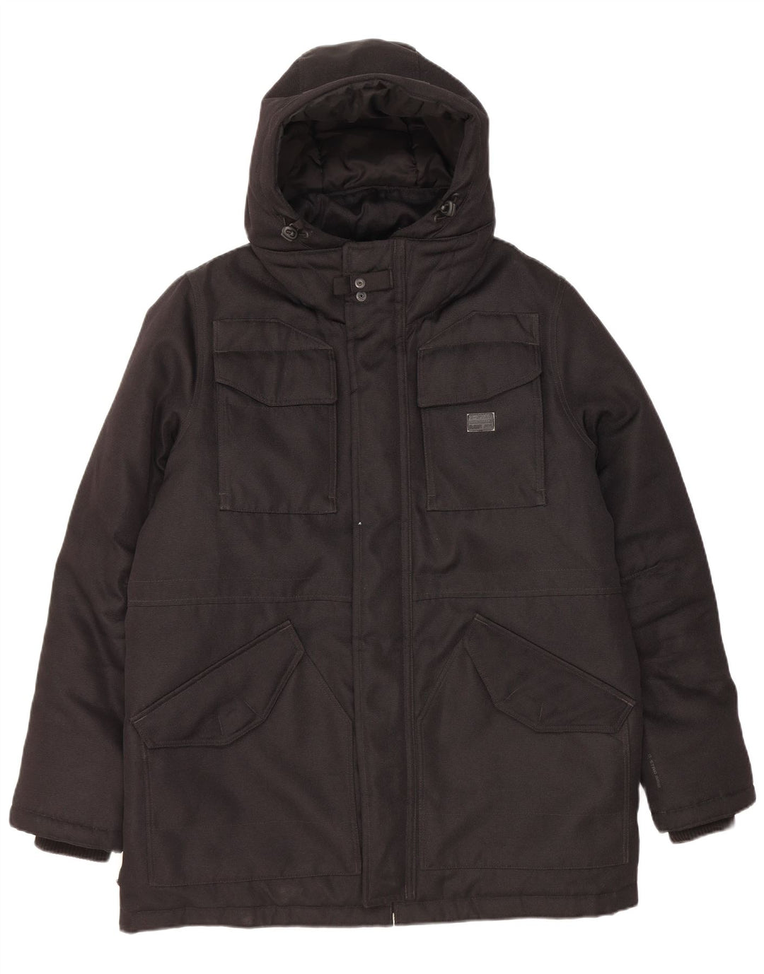 G-Star Chaqueta acolchada con capucha para hombre, talla 40, poliéster negro grande