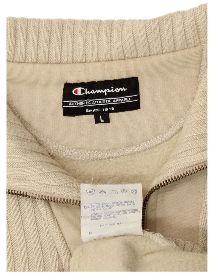 Champion Sudadera Con Cremallera Y Cuello Para Hombre Jersey Grande De Algodón Beige