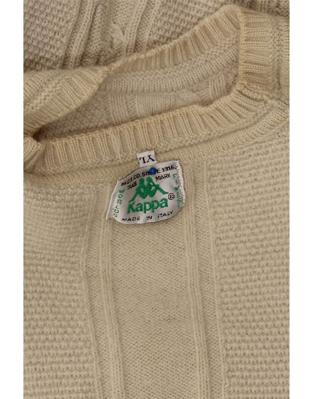 KAPPA Jersey con cuello redondo y gráfico para hombre, talla grande, color beige