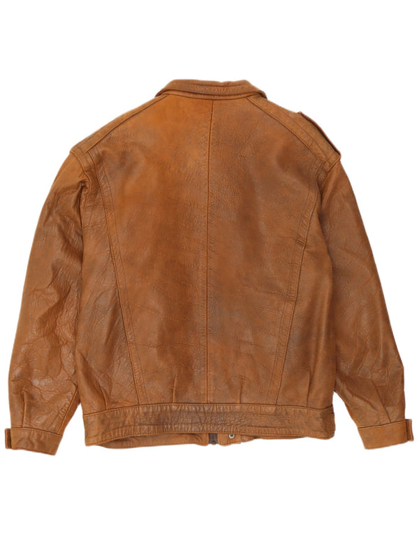 Vintage hombres chaqueta de cuero militar Reino Unido 40 cuero marrón grande