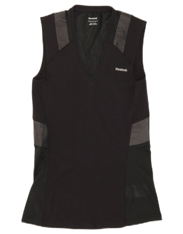 Reebok Camiseta sin mangas para mujer UK 12/14 Mediana Negro Colorblock Algodón