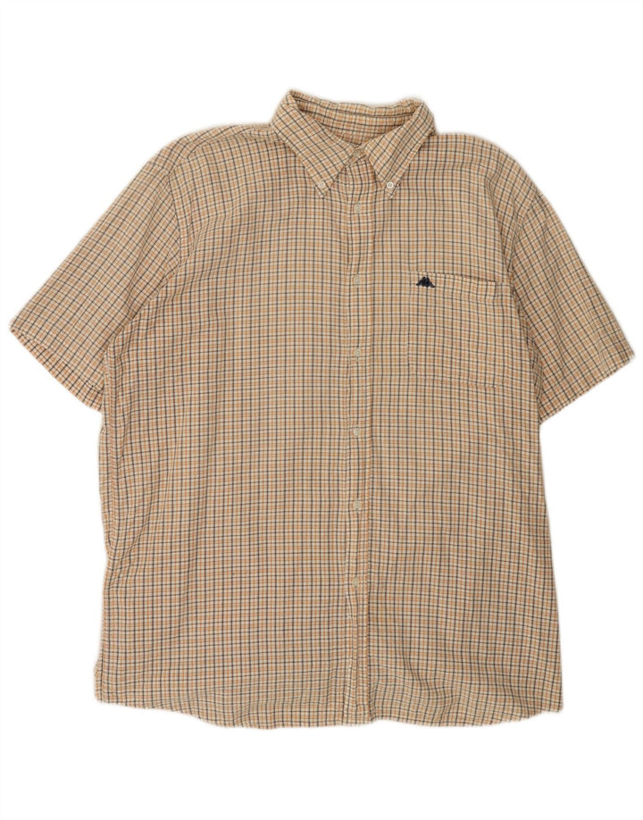 KAPPA Camisa de manga corta para hombre 2XL Algodón a cuadros blanco