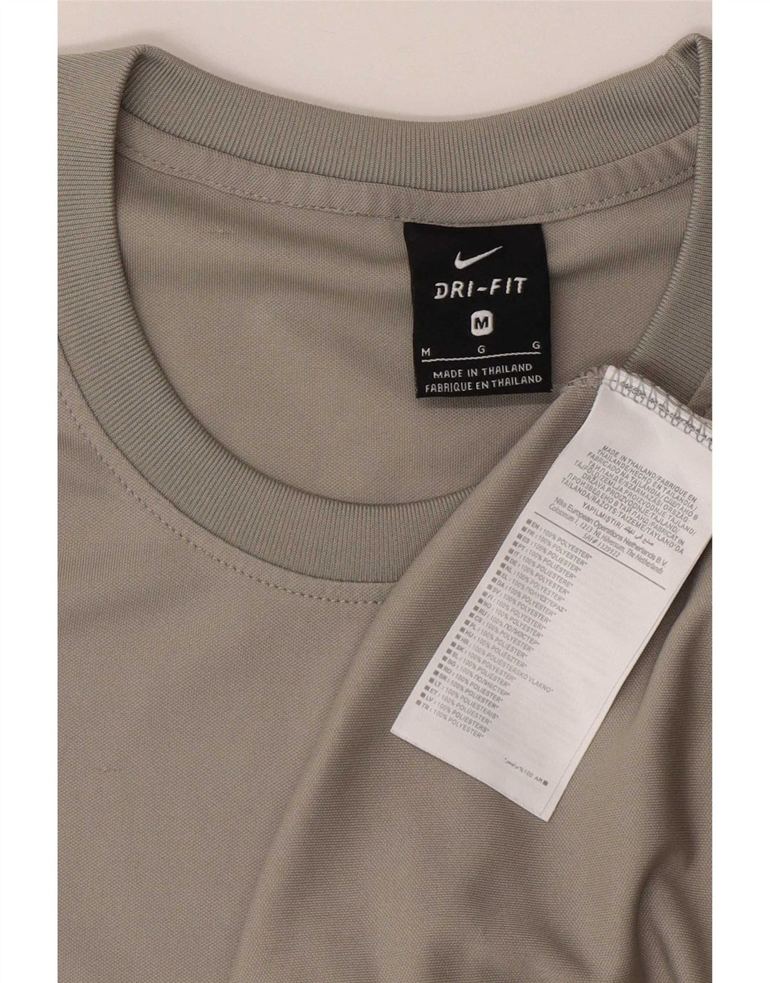 Camiseta Nike Dri Fit para hombre Top gris medio poliéster color block