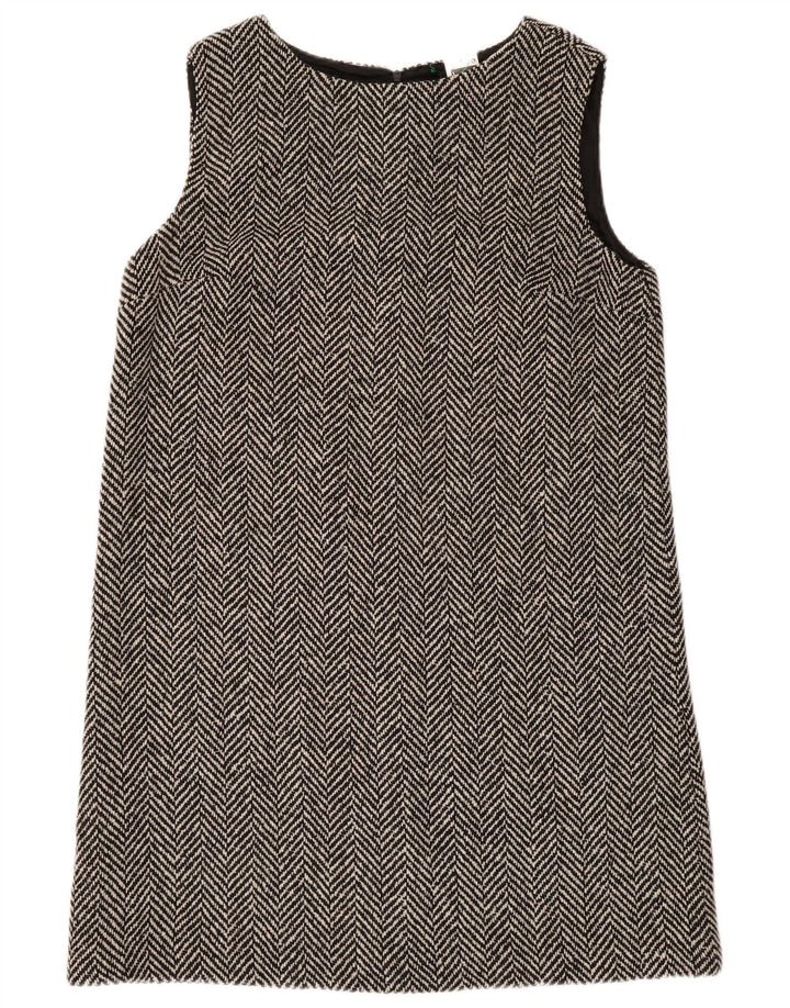 BENETTON Womens Sleeveless Shift Dress UK 16 Large Grey Herringbone