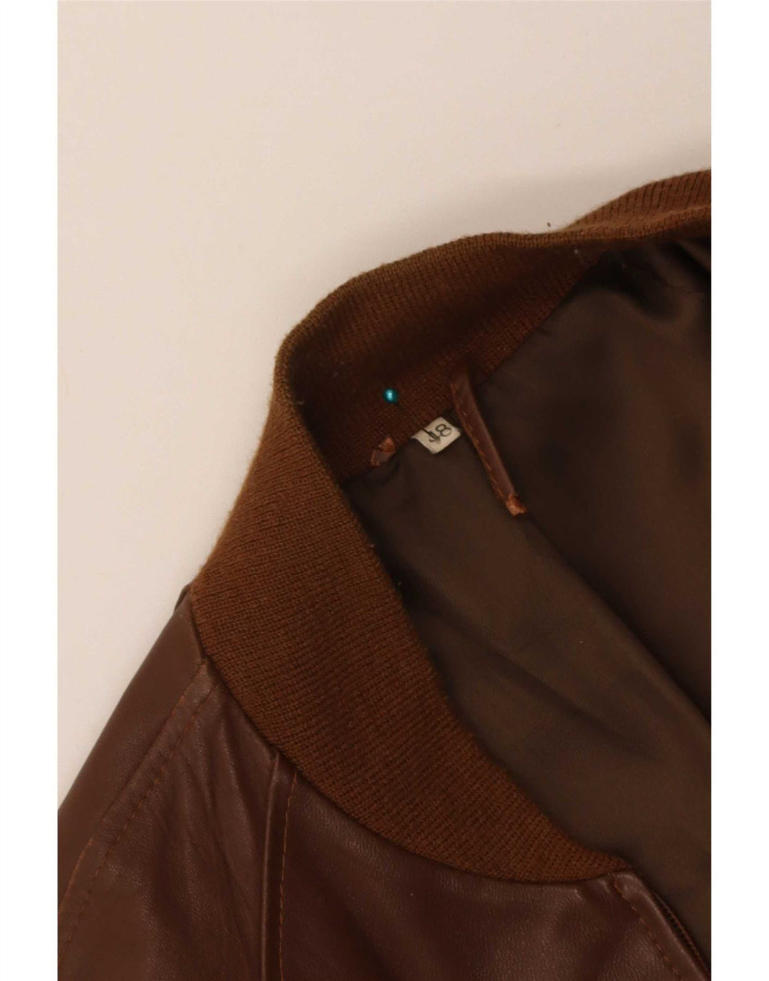 Chaqueta de cuero vintage para hombre IT 48 Marrón medio