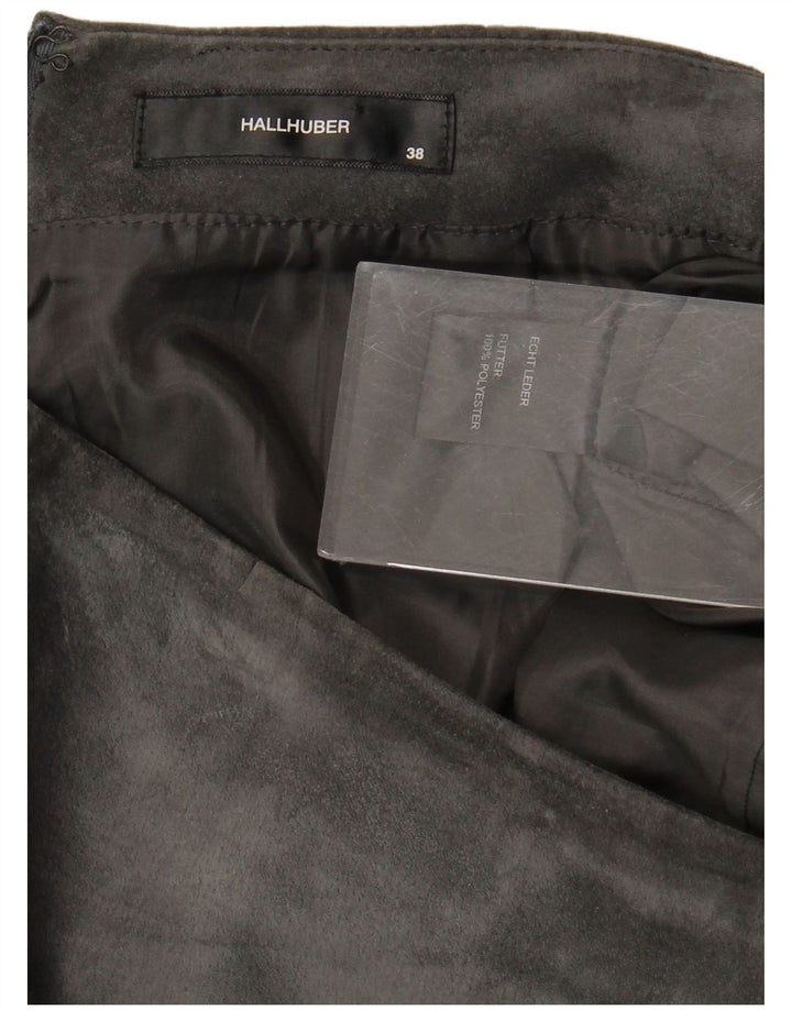 HALLHUBER Falda de ante para mujer EU 38 Mediana W32 Cuero gris