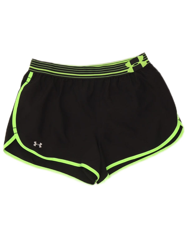 Under Armour Pantalones cortos deportivos para mujer UK 12 Medium Black Pinstripe