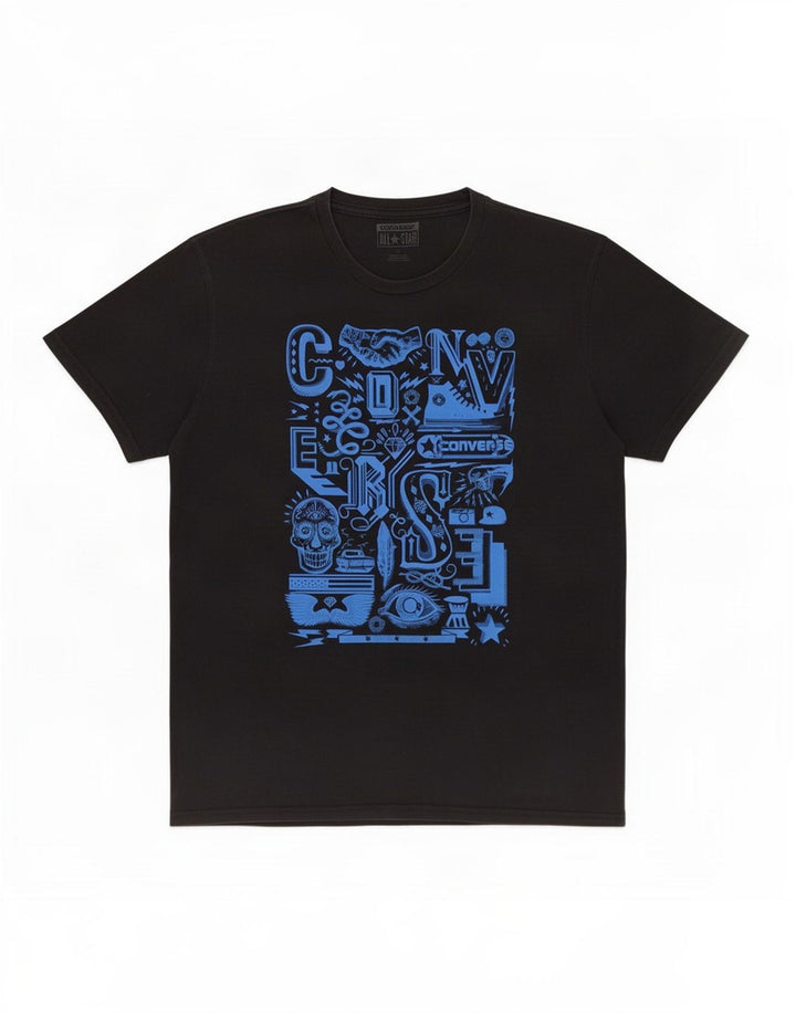 Converse Hombre Camiseta Gráfica Top Mediano Negro