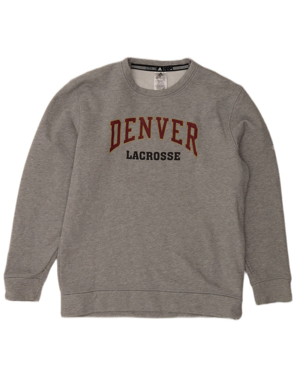 Adidas Hombre Denver Lacrosse Graphic Sudadera Jumper Grande Gris Moteado