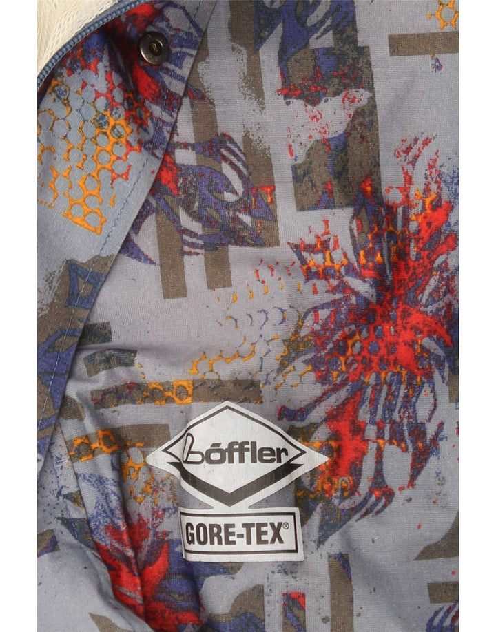 Loffler Chaqueta impermeable con capucha para hombre UK 40 Large Blue Geométrico
