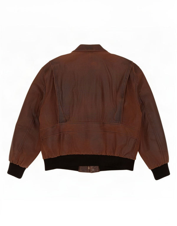 U.S Air Force Mens Leather Jacket IT 52 XL Brown Colourblock