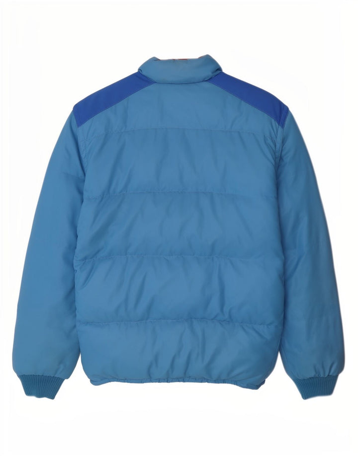 Vintage hombres chaqueta acolchada Reino Unido 38 azul medio colorblock algodón