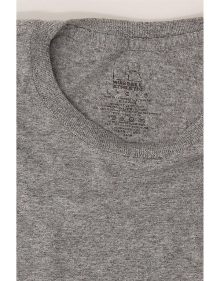 RUSSELL ATHLETIC Mens T-Shirt Top Large Grey Polyester Vintage Russell Athletic and Second-Hand Russell Athletic from Messina Hembry 