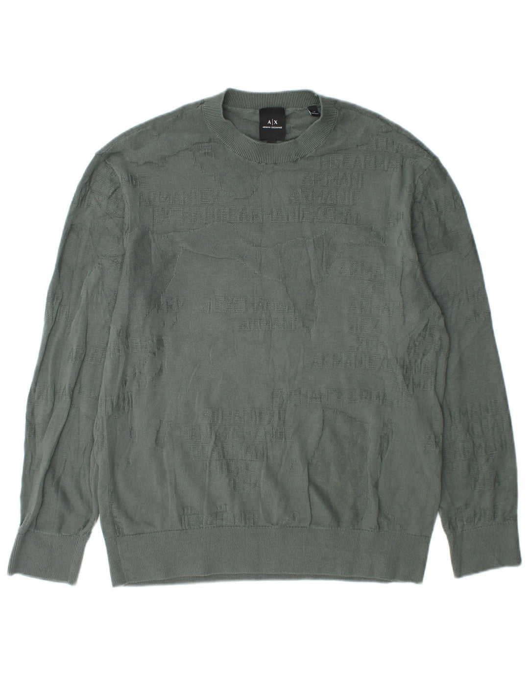 Armani Exchange Jersey con cuello redondo para hombre, talla pequeña, algodón verde