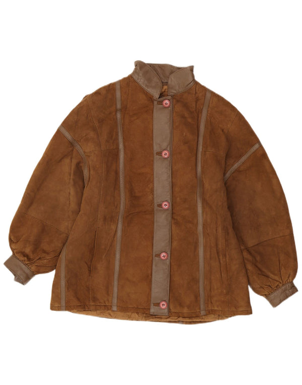 Vintage mujer chaqueta de ante de gran tamaño IT 42 Marrón Medio
