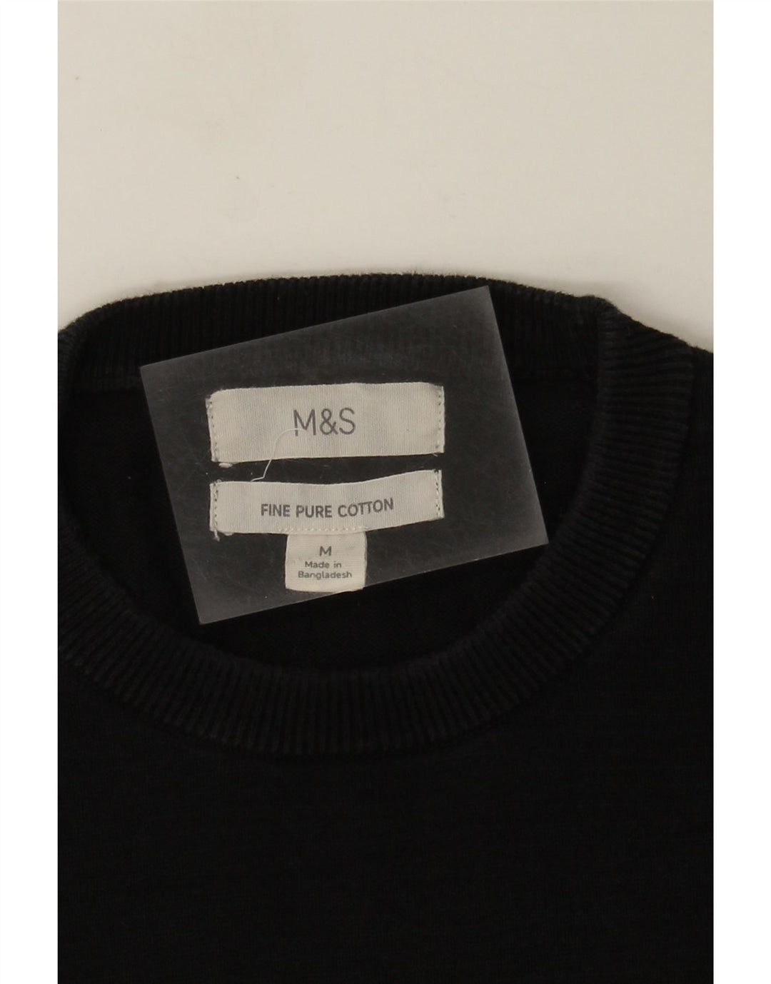 Marks & Spencer Jersey de cuello redondo para mujer, talla mediana, algodón negro