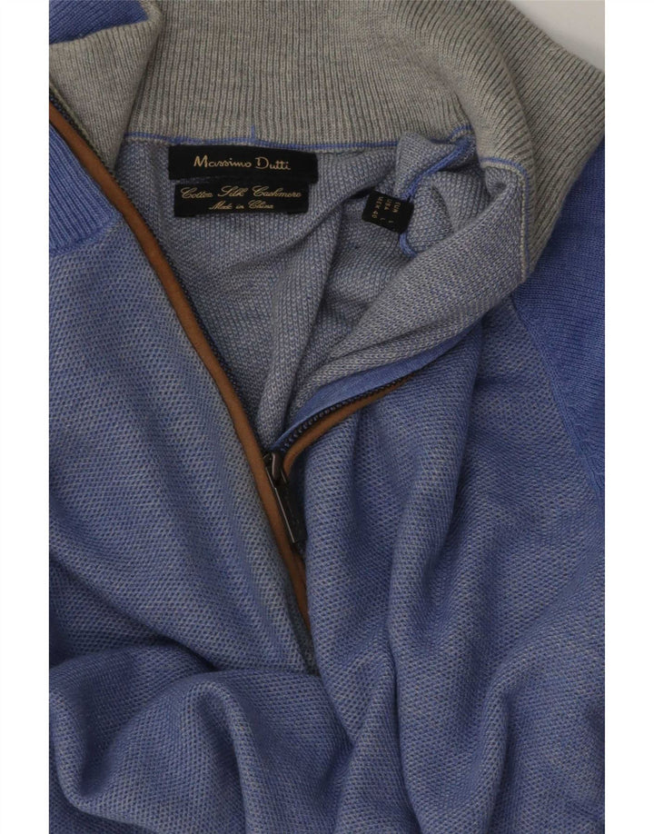 Massimo Dutti Hombre Jersey Con Cremallera En El Cuello Large Azul Algodón