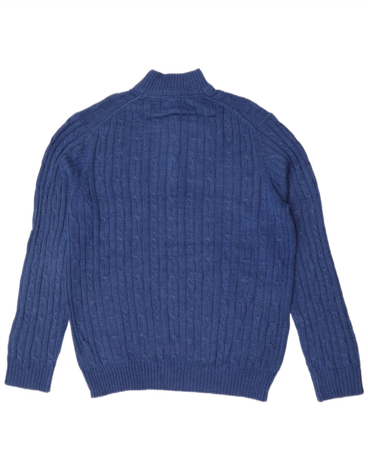 Izod Jersey con cuello y cremallera para hombre, talla grande, algodón azul