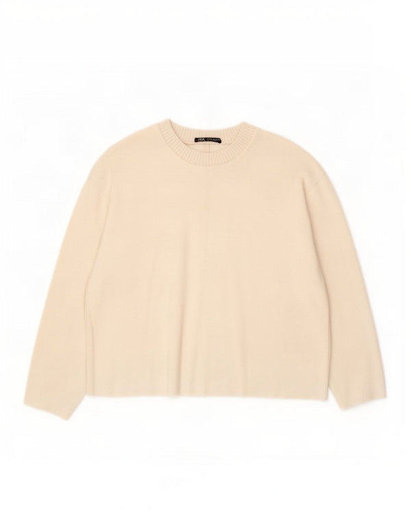 Zara Mujer Top Manga Larga UK 46 Large Off White