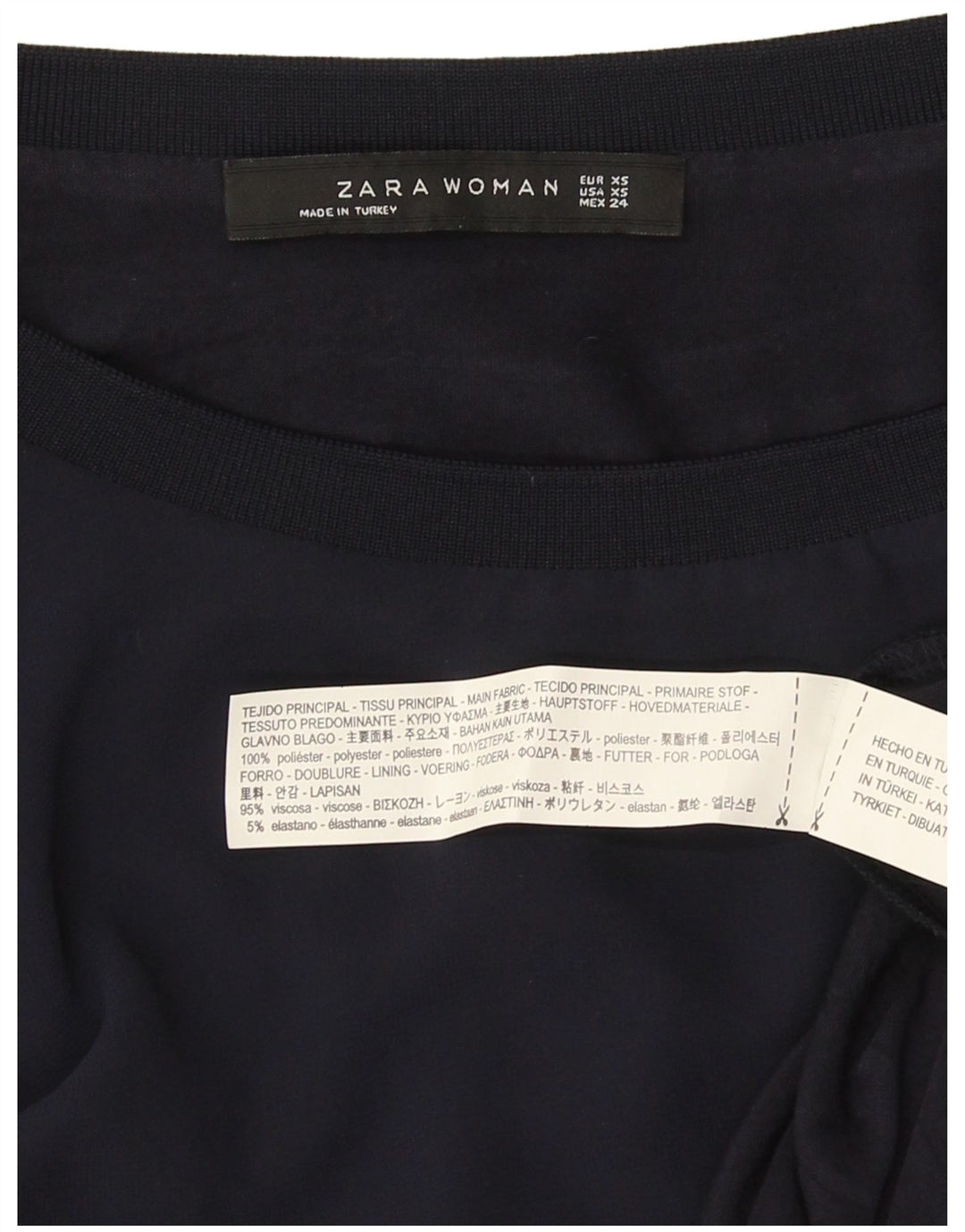 Zara Mujer Blusa Extragrande Top UK 6 XS Azul Marino Viscosa