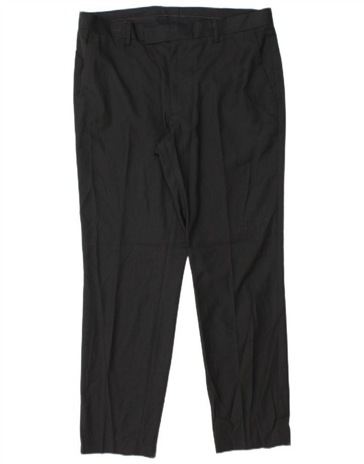 Marks & Spencer Pantalón de traje ajustado para hombre W34 L29 Poliéster negro